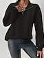 economico Felpe e maglioni da donna-Per donna Pullover Semplice Streetwear Casual Comodo Manica Lunga Scollo a V Top Regolari Streetwear Ferie Uscire Zip a un quarto Nero Autunno
