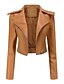 abordables Vestes en simili cuir-Femmes Veste en Similicuir Confortable Fermeture intégrale Mode street style Uni Extérieur Décontracté Quotidien Régulier Col Rabattu Coupe régulière manche longue Vêtements d&#039;extérieur Noir Rouge
