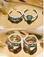 abordables Anillos de mujer-Conjunto de anillos bohemios de turquesa para mujer: anillos apilables vintage bañados en plata con detalles de piedras azules para fiestas, festivales y uso diario.