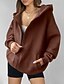 abordables Sweatshirts et Hoodies Texturés-Femmes Sweats à capuche zippés Uni Occasionnel manche longue À capuche Hauts Réguliers Rue Fête Sortir Fermeture éclair Avec Poches Bleu Marron Gris Claire Automne Hiver