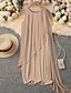 preiswerte Chiffonkleider-Damen Minikleid Freizeitkleid Chiffonkleid Sommerkleid Unterkleid Mode Modern Täglich Strand Wochenende Normale Passform Einfach Ärmellos Rundhalsausschnitt Schwarz Rosa Purpur Khaki Sommer