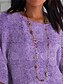 voordelige Boho Tops-Dames Overhemd Bloemig 3D Dagelijks Casual 3/4 mouw Strakke ronde hals Normale tops Dagelijks Feestdagen Afdrukken Paars Zomer Lente Herfst