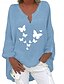 economico Camicie-Camicie da donna in cotone, a farfalla, eleganti, basiche, casual, a maniche lunghe, con scollo a V, da giorno, con stampa, nere, blu navy, blu cielo, estive, invernali
