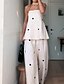 cheap Women&#039;s Blouse Suits-Women&#039;s Active Fashion Blouse Pants Sets Sleeveless Off Shoulder Polka Dot Backless Daily Casual Daily White Summer Regular Fit