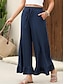 cheap Wide Leg &amp; High Waisted-Women&#039;s Wide Leg Chinos Cropped Pants Basic Casual Ankle-Length High Waist Plain Pocket Elastic Waistband Comfy Soft Comfortable Micro-elastic Outdoor Street Black Pink Navy Blue Blue Summer Spring