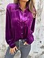 abordables Blusas y camisas de mujer-Mujer Camisa Plano Elegante Moderno Manga Larga Cuello Camisero Tops regulares Trabajo Diario Noche Botones Verde Ejército Morado Marrón Rosa Brillante Primavera Otoño