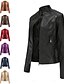 economico Giacche da Donna-Per donna Giacca in Ecopelle Confortevole Tasca Cerniera completa Moda Stile da Strada Semplice All&#039;aperto Casual Quotidiano Regolare Collo alla coreana Vestibilità regolare Manica Lunga Capispalla