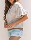 abordables Tops de Rayas y Geométricos para Mujeres-Mujer Camiseta A Rayas Moda Moderno Manga Corta Cuello Barco Tops regulares Diario Retazos Rosa Marrón Verde Trébol Verano