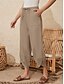 abordables Pantalón liso de lino y algodón-Mujer Pantalones de lino y algodón Chinos Moda Básico Longitud total Alta cintura Plano Bolsillo Correa Comodidad Al Aire Libre Microelástico Vacaciones Calle Diario Ejército verde Negro Azul Piscina