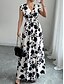 voordelige Bloemenjurken-Dames Maxi-jurk A lijn jurk Vakantie Casual Boho Buiten Uitgaan Standaard pasvorm Bloemig Korte mouw V-hals Zwart Rood blauw Oranje Zomer