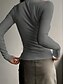 billige Plain tee-Dame Bluse Helfarve Stilfuld Basale Afslappet Langærmet Rund hals Almindelige toppe Daglig Knapper Sort Hvid Lyserød Grøn Grå Sommer Forår Efterår