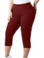 preiswerte Einfarbige Leggings-Damen Übergrössen Stoffhosen Leggings Gemütliche Leggings Stumpfhosen sportlich Wadenlang Natürliche Taille Einfach Elastischer Bund Bequem Po-Lifting Bauchkontrolle Yoga Alltagstauglich Dunkelrot