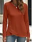 abordables T-shirt uni-Femmes Chemisier Couleur Unie Élégant Occasionnel manche longue Col ras du cou Hauts Réguliers Quotidien Boutons Noir Blanche Bleu Violet Orange Été Printemps Automne