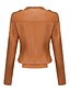 economico Giacche in finta pelle-Per donna Giacca in Ecopelle Confortevole Tasca Cerniera completa Moda Stile da Strada Semplice All&#039;aperto Casual Quotidiano Corto Collo ripiegato Vestibilità regolare Manica Lunga Capispalla Nero