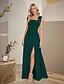 economico Abiti da damigella-Abito da damigella a trapezio, scollo quadrato, senza maniche, schiena scoperta, lunghezza pavimento, in chiffon con fiocco/i