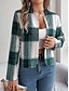 abordables Manteaux 3D-Femmes Veste Décontractée Confortable Respirant Imprimé Occasionnel Plaid Vacances Rue Tenue quotidienne Sortir Ouvert devant Court Col montant Coupe régulière manche longue Vêtements d&#039;extérieur