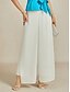 abordables pantalons de fête pour femmes-Femmes Culottes Jambe Large Pantalons à jambes droites Élégant Style Classique Occasionnel Longueur complète Taille moyenne Couleur Unie Taille Élastique Élastique Bureau Vacances Soirée Blanche
