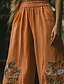 cheap Wide Leg &amp; High Waisted-Women&#039;s Wide Leg Pants Trousers Palazzo Pants Fashion Boho Full Length High Waist Flower Elastic Waist Print Breathability Comfortable Street Daily Wear Going out Orange Spring Fall Regular Fit