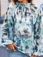 voordelige Bloemen tops-Dames Overhemd Blouse Bloem Modern Casual Lange mouw Hoge nek Normale tops Dagelijks Feestdagen Met ruches Afdrukken Licht Blauw Herfst