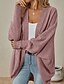 preiswerte Offene Frontstrickjacke-Damen Strickjacke Lässig Einfarbig Gerippt Kapuze Gestrickt Langarm Normale Oberteile Stricken Outdoor Ferien Ausgehen Schwarz Rosa Herbst