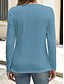 abordables T-shirt uni-Femmes Chemisier Couleur Unie Élégant Occasionnel manche longue Col ras du cou Hauts Réguliers Quotidien Boutons Noir Blanche Bleu Violet Orange Été Printemps Automne