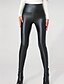 preiswerte Fleece gefütterte Leggings-Damen Fleecehose Lederhosen Leggings Mode Volle Länge Natürliche Taille Einfach Elastischer Bund Bequem Outdoor Straße Schwarz Winter Normale Passform
