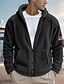 cheap Casual Jackets-Men&#039;s Winter Jacket Teddy Coat Casual Jacket Vacation Daily Thermal Warm Pocket Fleece Fall Winter American Flag Fashion Streetwear Hooded Regular Dark Gray Black Navy Blue Khaki Jacket