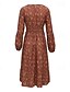 tanie Sukienki boho-Damskie Sukienka midi Codzienne sukienki Sukienka rozkloszowana Letnie sukienki Sukienka Boho Zabytkowe Urlop Codzienny Wyjściowe Regularny Kwiaty Długi rękaw W serek Brązowy Lato