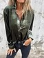 abordables Blusas y camisas de mujer-Mujer Camisa Plano Elegante Moderno Manga Larga Cuello Camisero Tops regulares Trabajo Diario Noche Botones Verde Ejército Morado Marrón Rosa Brillante Primavera Otoño