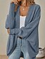preiswerte Offene Frontstrickjacke-Damen Strickjacke Lässig Einfarbig Gerippt Kapuze Gestrickt Langarm Normale Oberteile Stricken Outdoor Ferien Ausgehen Schwarz Rosa Herbst