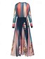 ieftine Rochii Boho-Rochie lungă pentru femei, rochie maxi, rochie casual, rochie leagăn, rochie florală, rochie de vară, rochie boho, vintage, vacanță, zi de zi, croială regulată, imprimeu floral, mânecă lungă, decolteu în V, albastru, vară