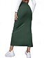 billige Ensfarvede nederdele-Dame Skjørte Afslappet Maxi Alm. taljede Nederdele Vanlig Spaltede spidser Mikroelastisk Ferierejse Gade Sort Rød Lysebrun Brun Sommer Polyester