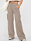 abordables pantalon cargo femme-Femmes Pantalons Cargo Slacks Streetwear Occasionnel Longueur complète Naturel Uni Avec Poches Conception à cordon élastique Confortable Rue Fête Tenue quotidienne Gris foncé Abricot Gris Noir Automne