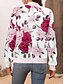 baratos jaqueta bomber-Mulheres Jaqueta Bomber Jaqueta casual Confortável Respirável Zíper Bolsos Imprimir Casual Floral Férias Rua Casual Roupa Diária Zíper Curto Colarinho Chinês Normal Manga Longa agasalhos Branco Rosa