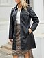 abordables Manteaux d&#039;Hiver-Femmes Manteau Coupe-vent Confortable Avec Poches Fermeture intégrale Mode street style Uni Extérieur Décontracté Quotidien Long Col Rabattu Coupe régulière manche longue Vêtements d&#039;extérieur Noir
