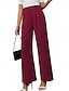 billiga breda ben och hög midja-Dam Brett skaft Byxor Streetwear Ledigt Fullängd Naturlig Slät Elastisk midja Bekväm Utomhus Semester Helgdag Rödbrun Rödvin Aska Mörkgrått Höst Normal