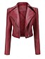 abordables Vestes en simili cuir-Femmes Veste en Similicuir Confortable Fermeture intégrale Mode street style Uni Extérieur Décontracté Quotidien Régulier Col Rabattu Coupe régulière manche longue Vêtements d&#039;extérieur Noir Rouge