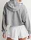 abordables Sweatshirts et Hoodies Texturés-Femmes Sweat à capuche Sweats à capuche Uni Streetwear Occasionnel manche longue À capuche Hauts Réguliers Rue Fête Noir Fuchsia Gris Claire Automne Hiver