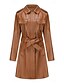 abordables Manteaux d&#039;Hiver-Femmes Manteau Coupe-vent Confortable Avec Poches Fermeture intégrale Mode street style Uni Extérieur Décontracté Quotidien Long Col Rabattu Coupe régulière manche longue Vêtements d&#039;extérieur Noir