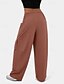 abordables jambe large et taille haute-Femmes Jambe large Slacks Streetwear Occasionnel Longueur complète Naturel Uni Avec Poches Conception à cordon élastique Confortable Rue Fête Rouge bordeaux Noir Vert Véronèse Marron clair Automne