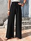 voordelige wijde pijpen en hoge taille-Dames Breed Been Broeken Palazzo-broek Modieus Streetwear Volledige lengte Hoge taille Effen Elastische taille Ademend Comfortabel Straat Alledaagse kleding Uitgaan Zwart Lente Herfst Normale pasvorm