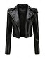 abordables Vestes en simili cuir-Femmes Veste en Similicuir Confortable Fermeture intégrale Mode street style Uni Extérieur Décontracté Quotidien Régulier Col Rabattu Coupe régulière manche longue Vêtements d&#039;extérieur Noir Rouge
