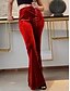 billige Ensfarvede leggings-Dame Flared bukser kinesisk Mode Gade Afslappet Fuld længde Høj Talje Vanlig comfy Blød Bekvem Elastisk udendørs Gade Sort Rød Kaffe Grå Forår Vinter Slank Pasform