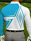 tanie Męska koszulka polo do golfa-Męskie Kolorowy blok Geometryczny Gra polo Długi rękaw Koszulki polo Koszule z kołnierzykiem Odzież sportowa Codzienny Athleisure Druk 3D Wiosna Jesień Błękit jeziora Czarny Niebieski