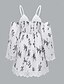 billiga Bohemklänningar-Dam Mini klänning Boho-klänning Västerländsk klänning Mode Semester Dagligen Utekväll Normal Blomma Långärmad V-hals Vit Sommar