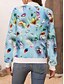 baratos jaqueta bomber-Mulheres Jaqueta Bomber Jaqueta casual Confortável Respirável Zíper Bolsos Imprimir Casual Floral Férias Rua Casual Roupa Diária Zíper Curto Colarinho Chinês Normal Manga Longa agasalhos Branco Rosa