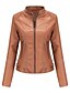 economico Giacche da Donna-Per donna Giacca in Ecopelle Confortevole Tasca Cerniera completa Moda Stile da Strada Semplice All&#039;aperto Casual Quotidiano Regolare Collo alla coreana Vestibilità regolare Manica Lunga Capispalla
