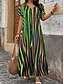 ieftine Rochii cu dungi și geometrice-Pentru femei Rochie Maxi Rochie A line Casual În aer liber Plajă Potrivire Largă Dunga Manșon scurt În V Roz Îmbujorat Roșu-aprins Albastru piscină Mov Vară Primăvară