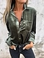 abordables Blusas y camisas de mujer-Mujer Camisa Plano Elegante Moderno Manga Larga Cuello Camisero Tops regulares Trabajo Diario Noche Botones Verde Ejército Morado Marrón Rosa Brillante Primavera Otoño