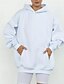 baratos Moletons e Sweatshirts Texturizados-Mulheres Pulôver Moletom Com Capuz Tecido Roupa de rua Casual Manga Longa Com Capuz Tops regulares Rua Feriado Bolsos Preto Branco cáqui Outono Inverno
